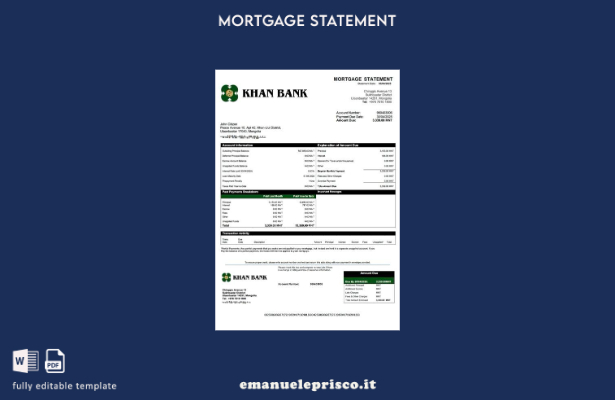 modello di estratto conto ipotecario della Mongolia Khan Bank in stile verificat